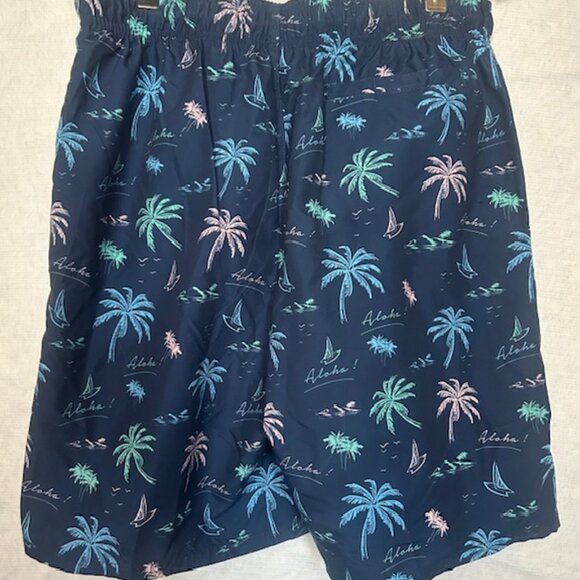 Beverly Hills Polo Club Swim Shorts NEW with Tags Palm Trees Aloha Print - Picture 2 of 5